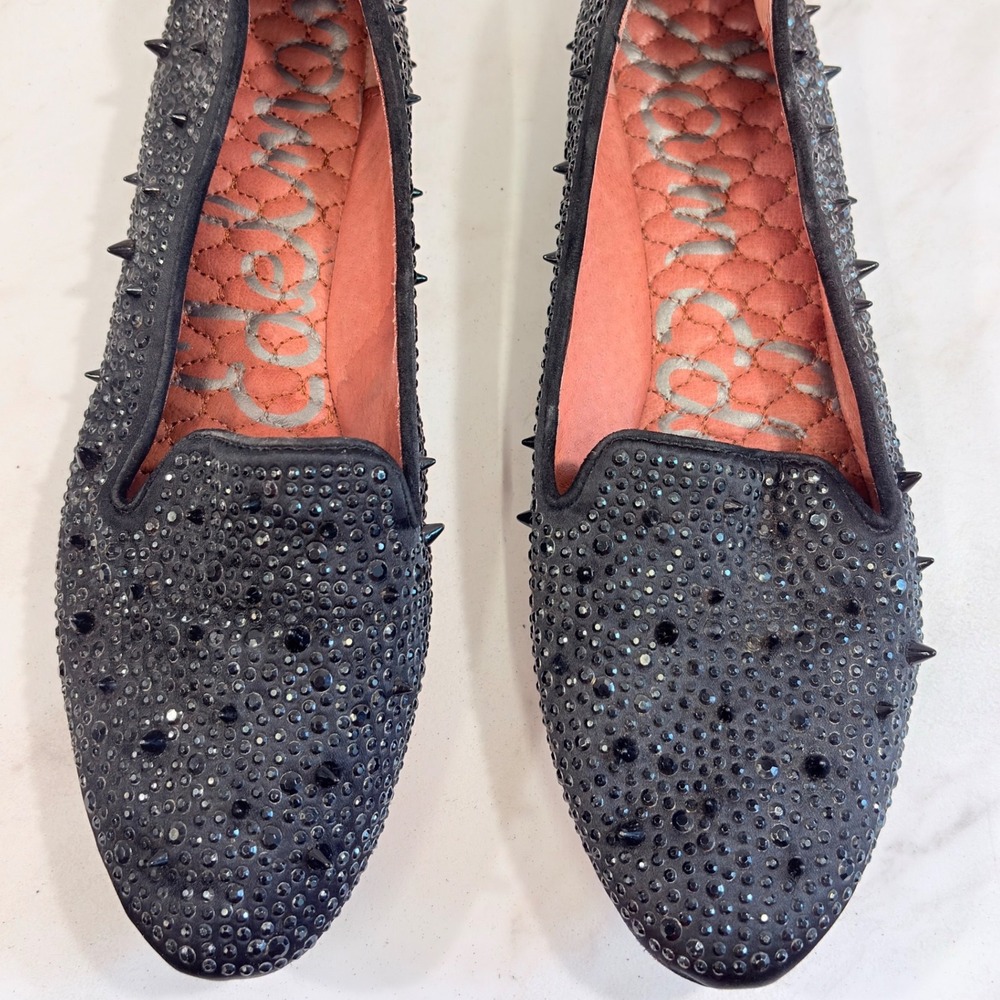 Edgy Gothic Loafers Spiked Rhinestone Adena Sam Edelman Women 9M Black